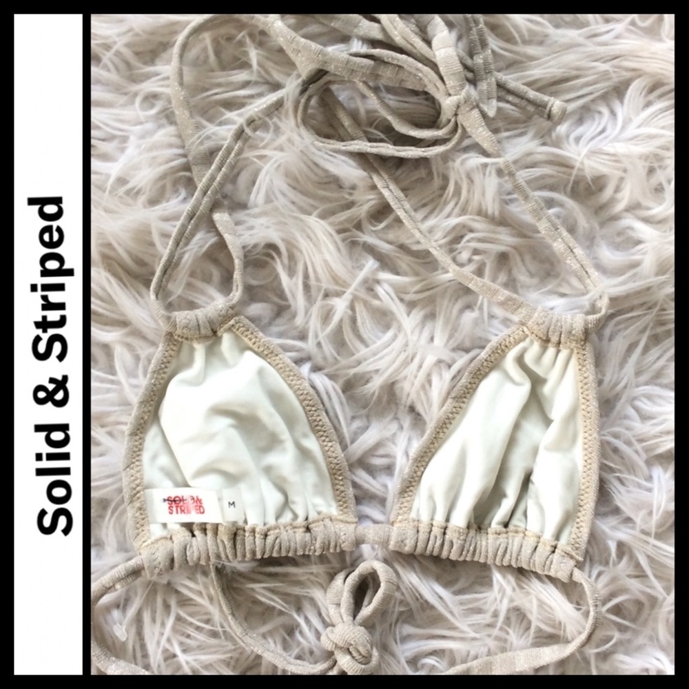 NWOT Solid & Striped Ribbed Tenley Triangle Bikini Top - Picture 7 of 10